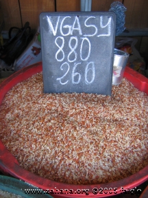 Rice in the market sold by the metal cup