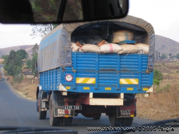 Rice in a truck in Madagascar transported to town