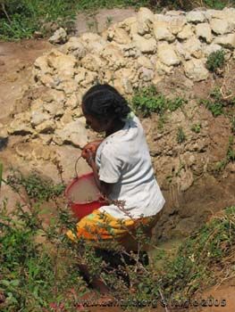 woman getting water