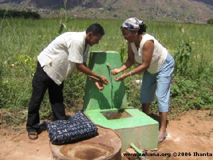 Washing hands in the new water system in Madagascar