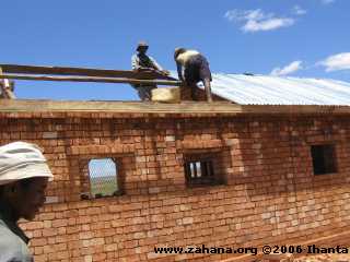 adding the roof to the school