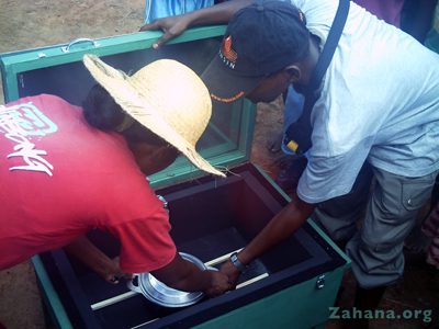 solar box cooker at zahana's school in MAdagascar