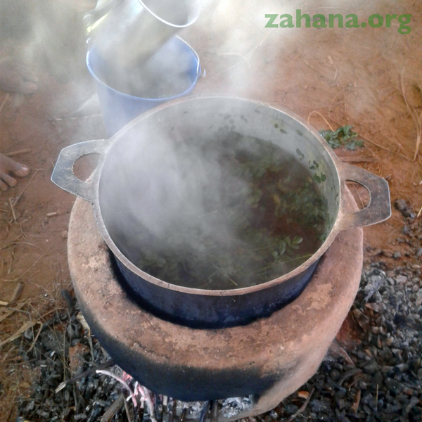 Cooking moringa tea with the school food in Madagascar