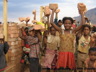Bricks for the new school in Fiadanana Madagascar
